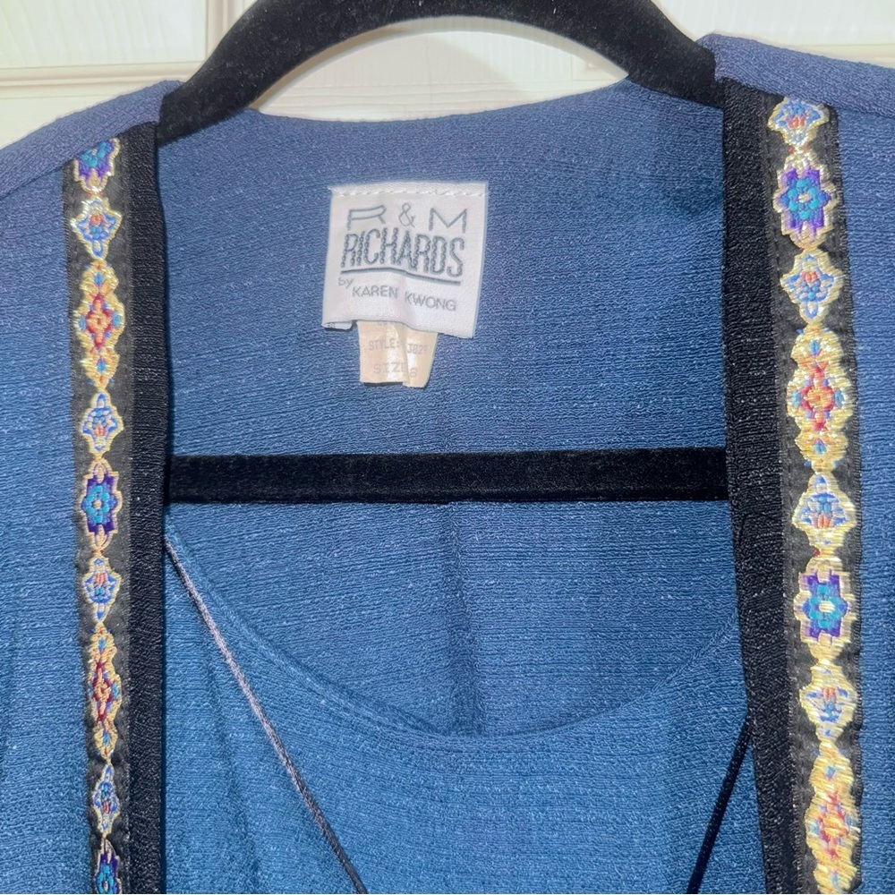 RM Richards Karen Kwong Blue Layered Cardigan Top Necklace Womens Size 18 - Picture 2 of 5